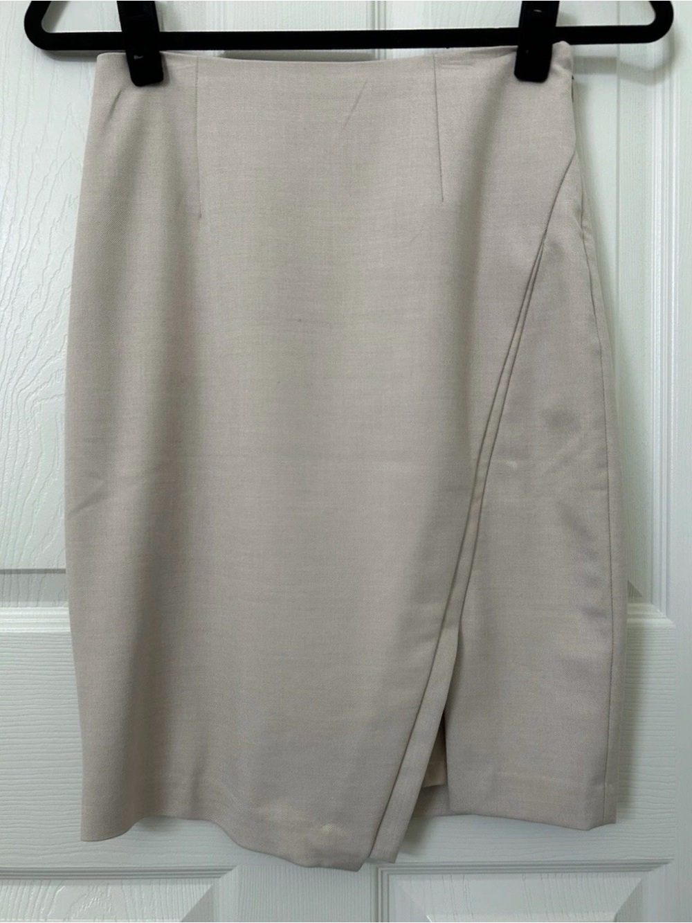 White House Black Market Beige Pencil Skirt with Side Slit